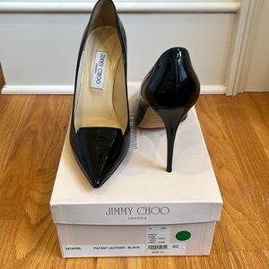 Jimmy Choo black patent Avril pump